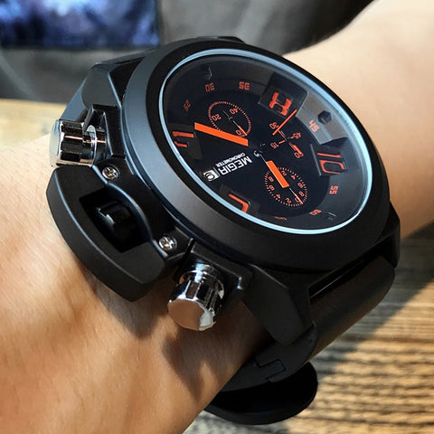 MEGIR Big Dial Fashion Men's Military Sports Watches Waterproof