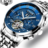 LIGE Mens Watches Fashion Top Brand Luxury Business Automatic Mechanical