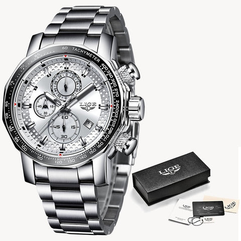 Relogio Masculino LIGE New Sport Chronograph Mens Watches Top Brand