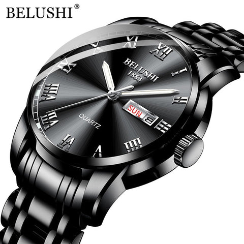 BELUSHI Top Brand Luxury Mens Watches Luminous Waterproof Stainless