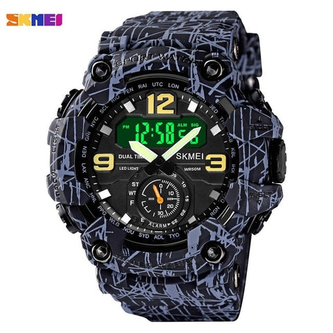 SKMEI Japan Movement 3 Time Dual Display Analog LED Electronic