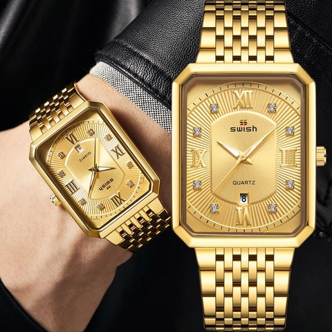 Luxury Golden Watches Men Top Brand Designer Quartz Wristwatches