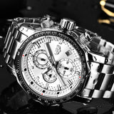 LIGE Silver Big Dial Watch Men Sport Quartz Clock Fashion Men Watches