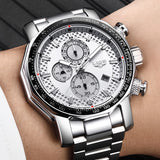 LIGE Silver Big Dial Watch Men Sport Quartz Clock Fashion Men Watches