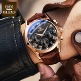 OLEVS Top Brand Mens Quartz Watch Noctilucent Business Waterproof