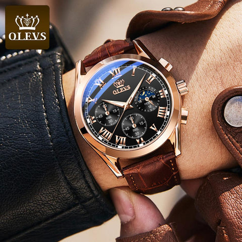 OLEVS Top Brand Mens Quartz Watch Noctilucent Business Waterproof