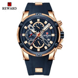 2021 New REWARD Mens Watches Blue Waterproof Top Brand Luxury Chronograph