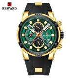 2021 New REWARD Mens Watches Blue Waterproof Top Brand Luxury Chronograph