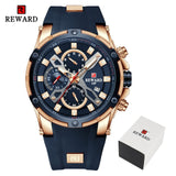 2021 New REWARD Mens Watches Blue Waterproof Top Brand Luxury Chronograph