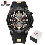 2021 New REWARD Mens Watches Blue Waterproof Top Brand Luxury Chronograph