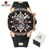 2021 New REWARD Mens Watches Blue Waterproof Top Brand Luxury Chronograph