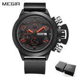 MEGIR Big Dial Fashion Men's Military Sports Watches Waterproof