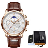 LIGE Men Watches 2021 New Fashion Leather Waterproof Luminous