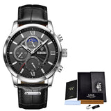 LIGE Men Watches 2021 New Fashion Leather Waterproof Luminous