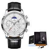 LIGE Men Watches 2021 New Fashion Leather Waterproof Luminous