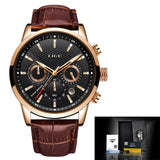 LIGE Men Watches 2021 New Fashion Leather Waterproof Luminous