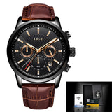 LIGE Men Watches 2021 New Fashion Leather Waterproof Luminous