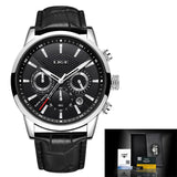 LIGE Men Watches 2021 New Fashion Leather Waterproof Luminous