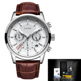 LIGE Men Watches 2021 New Fashion Leather Waterproof Luminous
