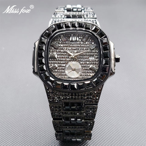 Men's Watches Gold Ice Out Diamond Luxury Top Brand Design Diver