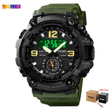 SKMEI Japan Movement 3 Time Dual Display Analog LED Electronic