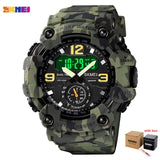 SKMEI Japan Movement 3 Time Dual Display Analog LED Electronic