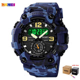 SKMEI Japan Movement 3 Time Dual Display Analog LED Electronic