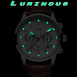 LIGE Men Watches 2021 New Fashion Leather Waterproof Luminous