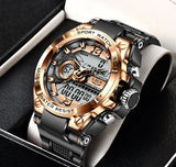 LIGE Digital Men Military Watch 50m Waterproof Wristwatch LED Quartz