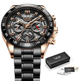 LIGE 2021 New Fashion Mens Watches with Stainless Steel Top Brand Luxury