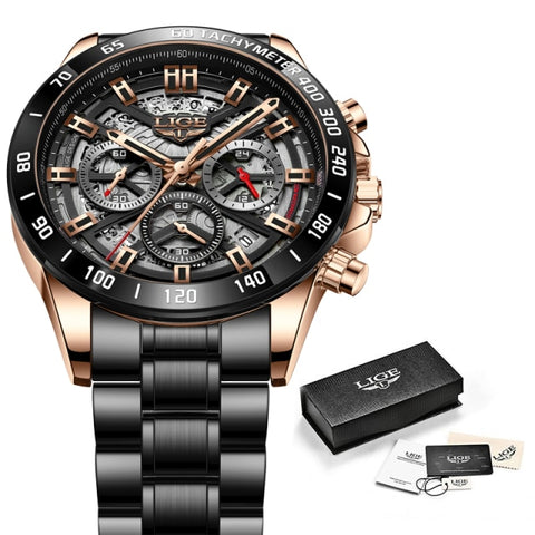 LIGE 2021 New Fashion Mens Watches with Stainless Steel Top Brand Luxury
