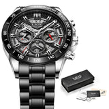 LIGE 2021 New Fashion Mens Watches with Stainless Steel Top Brand Luxury