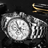 LIGE Silver Big Dial Watch Men Sport Quartz Clock Fashion Men Watches