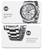 LIGE Silver Big Dial Watch Men Sport Quartz Clock Fashion Men Watches