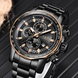 LIGE Silver Big Dial Watch Men Sport Quartz Clock Fashion Men Watches