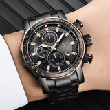 LIGE Silver Big Dial Watch Men Sport Quartz Clock Fashion Men Watches