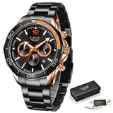 2021 New Fashion Blue Mens Watches LIGE Top Brand Luxury