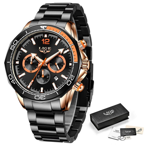 2021 New Fashion Blue Mens Watches LIGE Top Brand Luxury