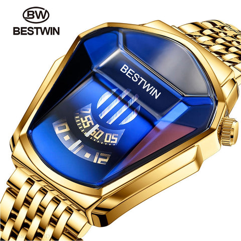 2021 BESTWIN Brand Luxury Sport Military Watch Men Gold  Stainless