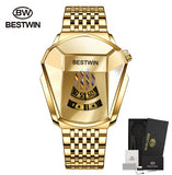 2021 BESTWIN Brand Luxury Sport Military Watch Men Gold  Stainless