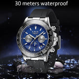 LIGE Luxury Brand Men Casual Quartz Watch Silicone Strap Military