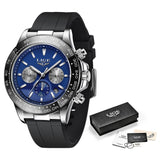 LIGE Luxury Brand Men Casual Quartz Watch Silicone Strap Military