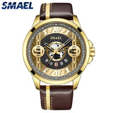 SMAEL Fashion Casual Wristwatches Leather Bracelet Watch Auto Date
