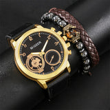 Keller & Weber  Watch Set Men 3pcs Men's Quartz Wristwatch Pin Buck